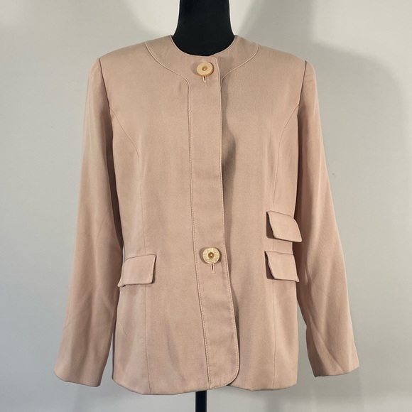 Kasper Pink Blazer, Shoulder pads, Oversized,Lapel-less, No Lapel Blazer,Size 10 - Picture 3 of 10